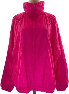 Vintage 90s Women's XL Pink Windbreaker Jacket Pacific Trail Hood Zip Pockets